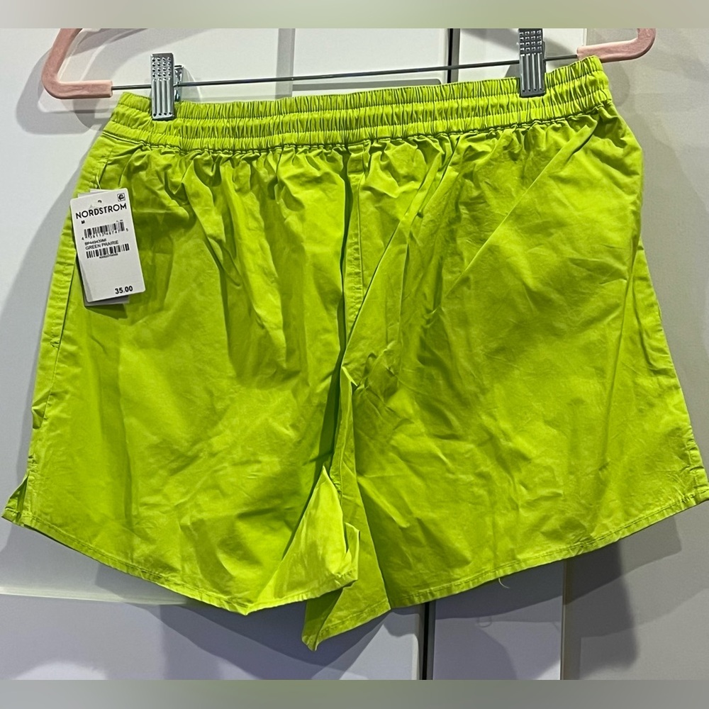 NWT bp. Cotton Drawstring Sport Shorts in Bright Green Prairie - Picture 3 of 5